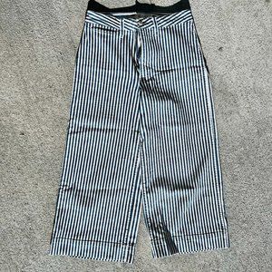 Madewell Emmett Wide-Leg Crop Pants in Herringbone Railroad Stripe Size 27P
